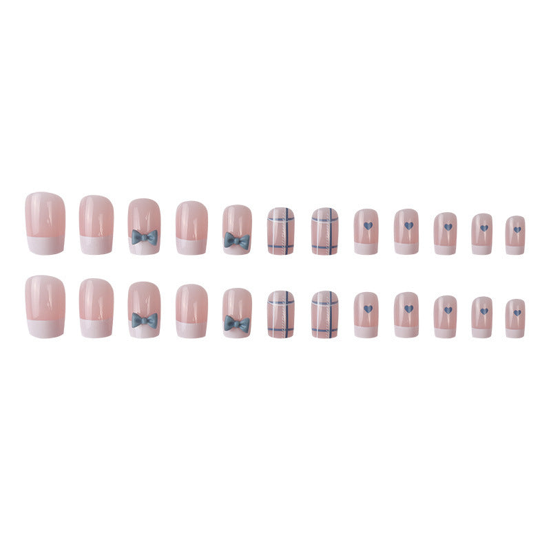 Decorative Press-On Nail Art Set with Bow and Heart Design Kalsten