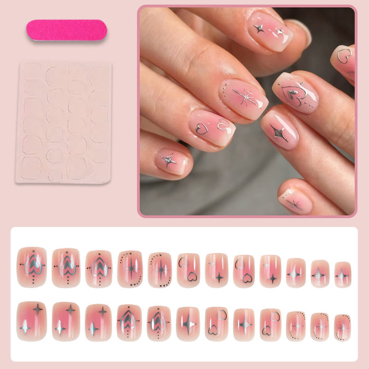 Artificial nail set with loving heart and star motifs Kalsten