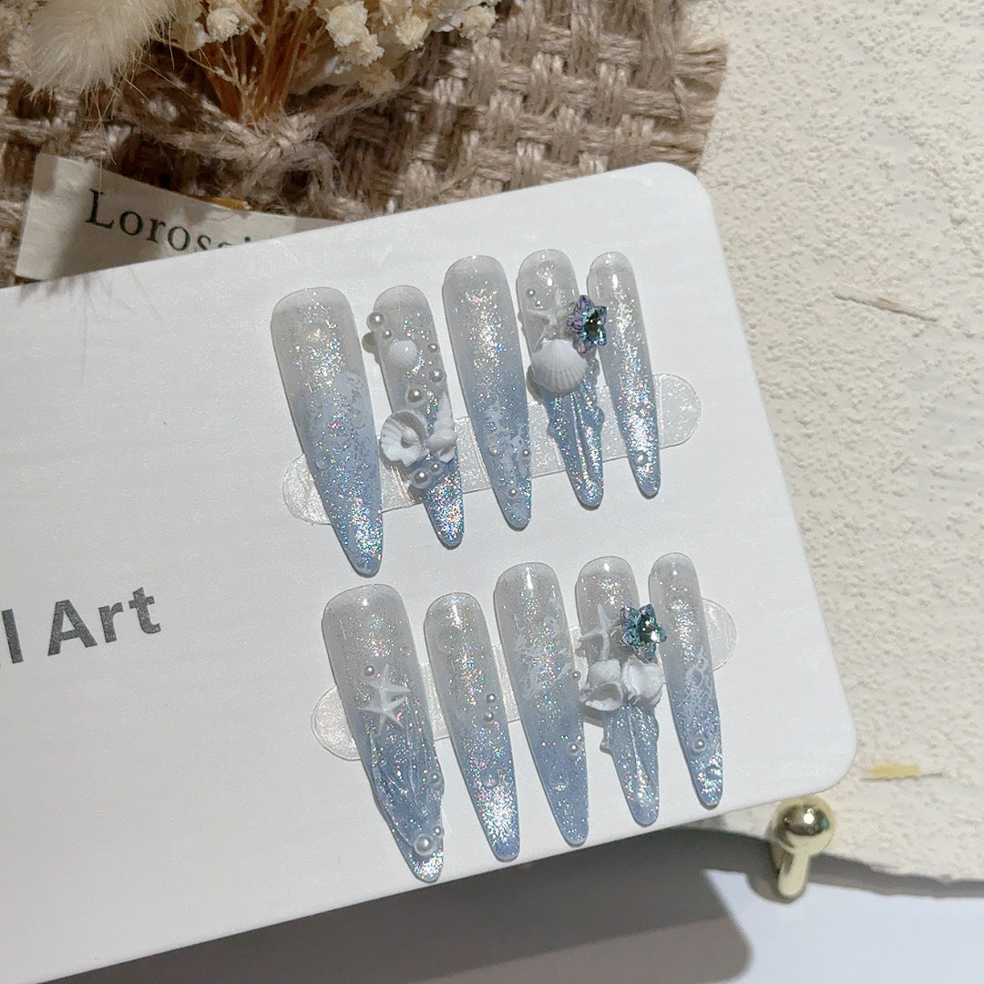 Coastal-Themed Decorative Press-On Nail Art Set