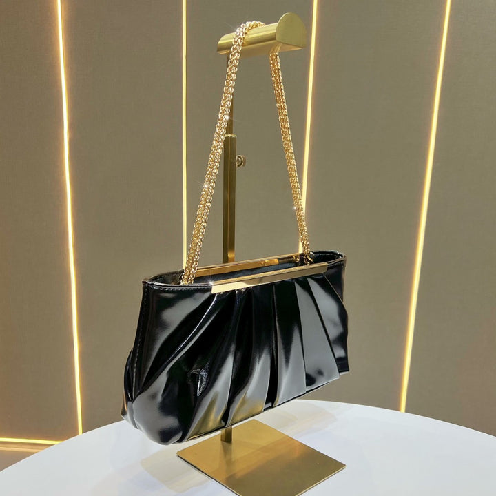 Pleated Chain Strap Evening Handbag