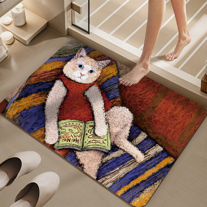 Cartoon Cat-Themed Bath Mat Kalsten