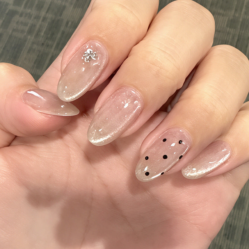 Elegant Press-On Nail Set with Floral and Glitter Accents Kalsten
