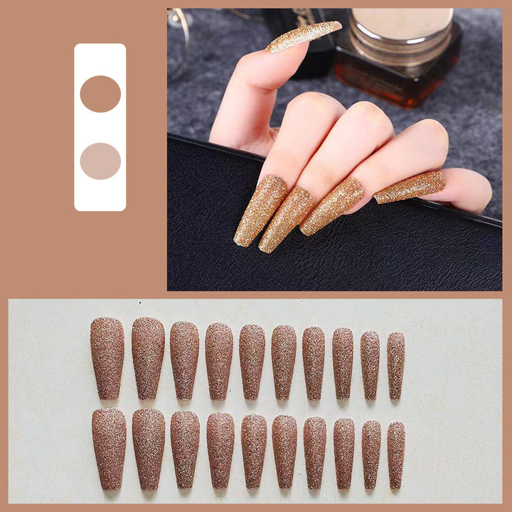 Glossy Long Coffin Press-On Nails Set