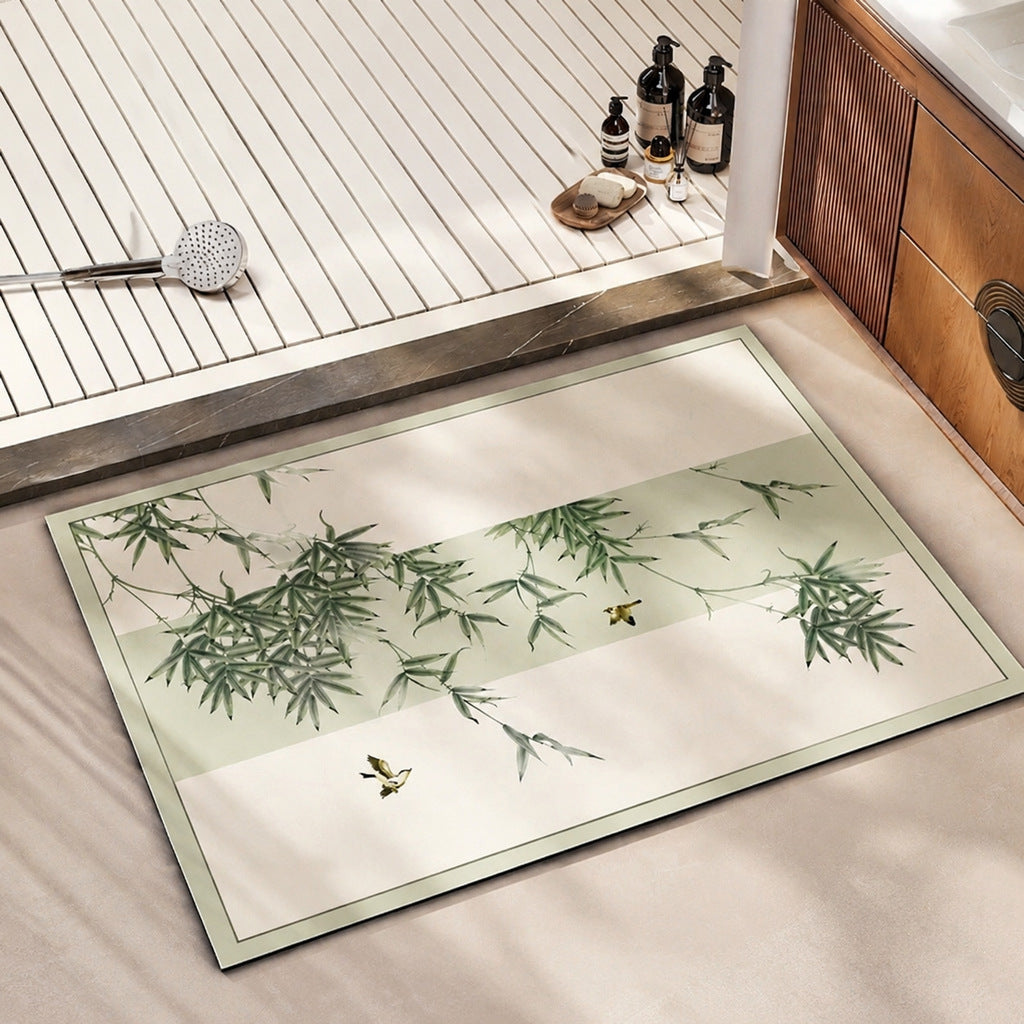 Elegant Bamboo Print Bath Mat Kalsten