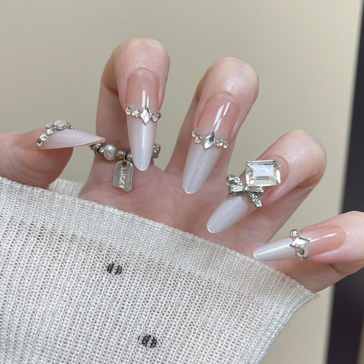 Glamorous Stiletto Press-On Nail Set with Rhinestone Embellishments Kalsten