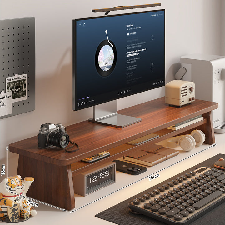 Modern Wooden Monitor Stand with Storage Kalsten