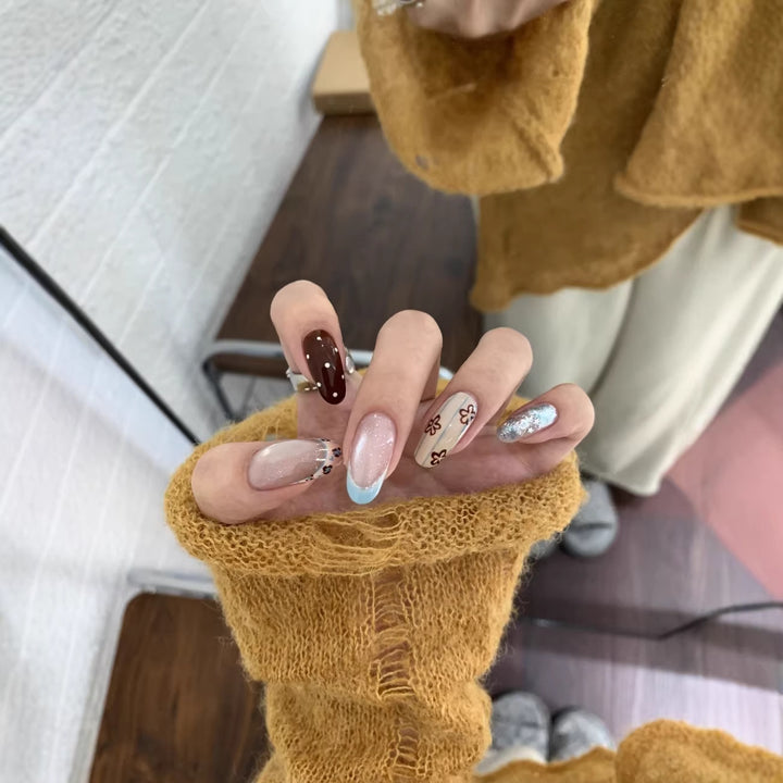 Artistic Floral Press-On Nail Art