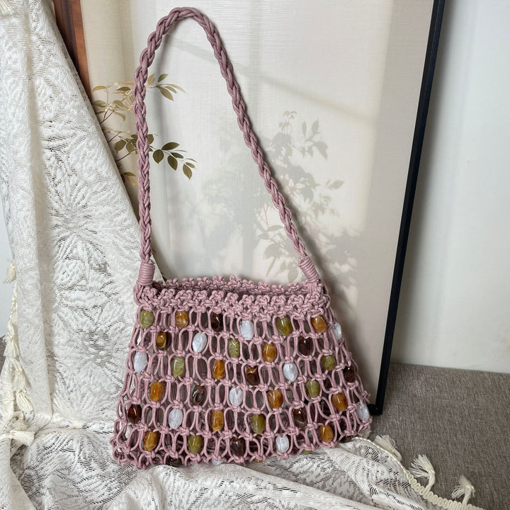 Hand-knotted net bag with decorative beads Kalsten