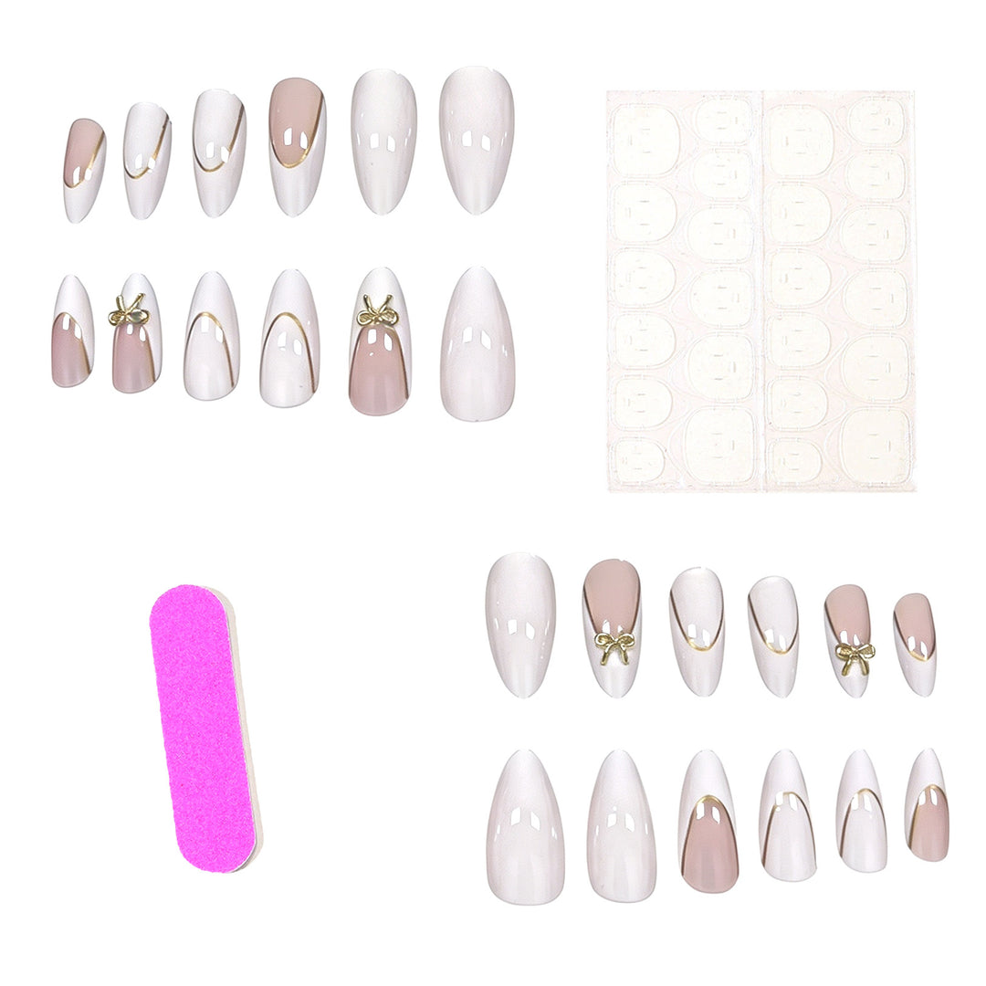 Elegant Stiletto Nail Art Extensions with Decorative Bow Kalsten