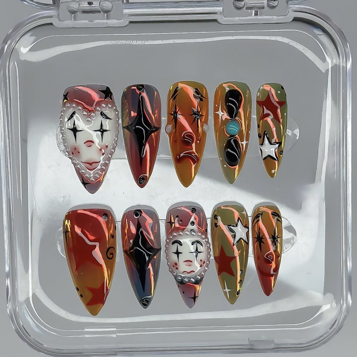 Whimsical Clown-Inspired Press-On Nail Art Set Kalsten