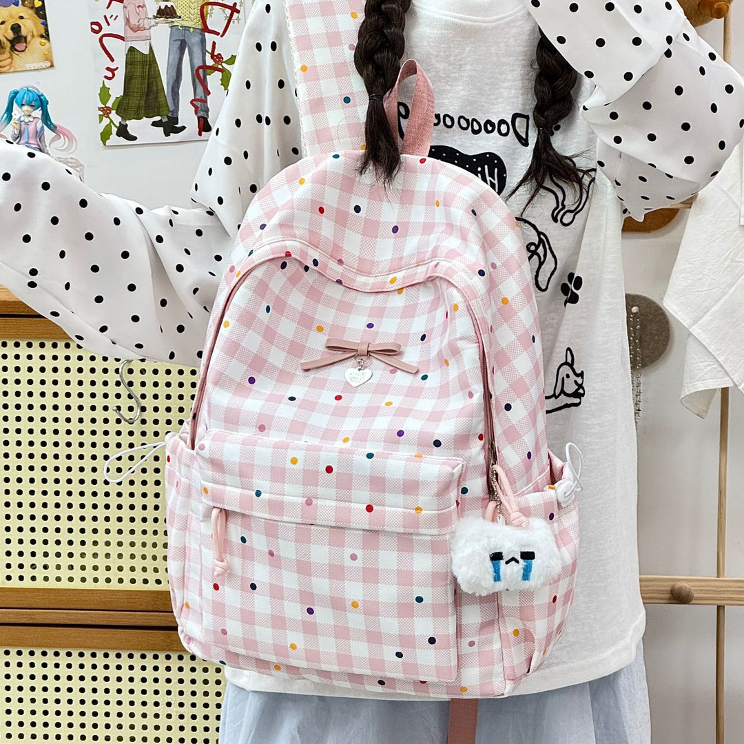 Playful Checked Pattern Backpack Kalsten