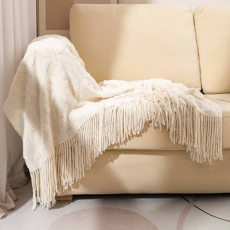 Decorative Fringe Throw Blanket Kalsten