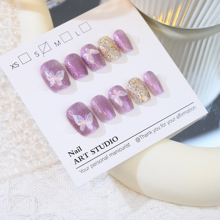 Glitter Butterfly Press-On Nail Set Kalsten