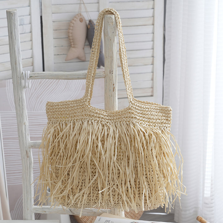 Handmade beach bag with fringed designed pattern Kalsten