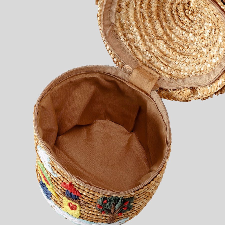 Rustic House-Shaped Straw Handbag