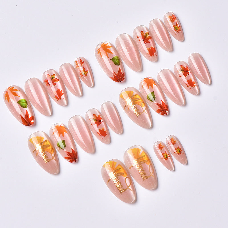 Artistic Fall Leaf Press-On Nail Art Set Kalsten