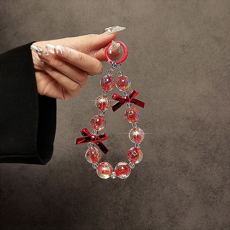 Vibrant Bow-Embellished Beaded Keychain Kalsten
