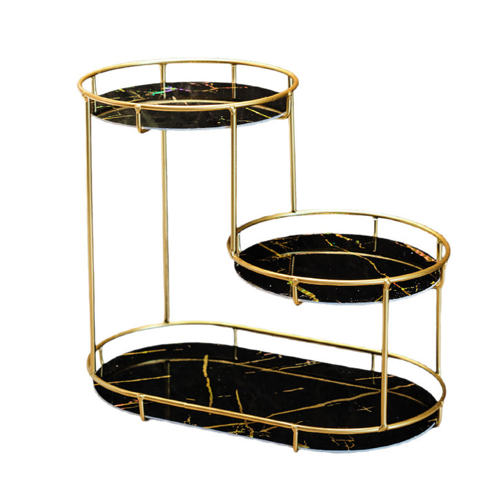 Elegant 2-tier storage basket made of marble Kalsten