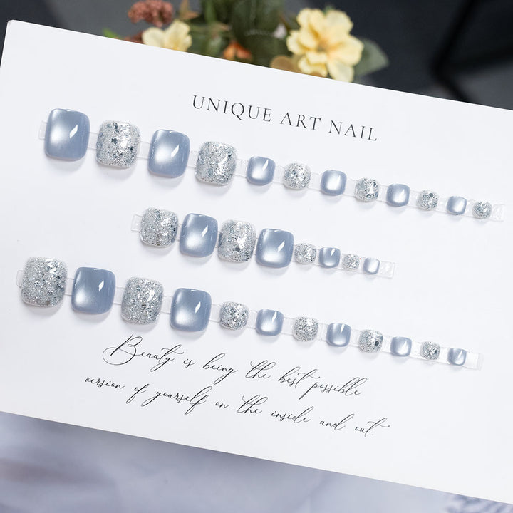 Rhinestone-Embellished Pedicure Nail Art