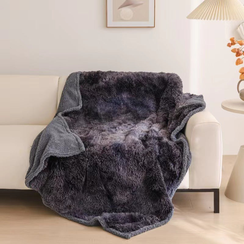 Oversized Reversible Plush Faux Fur Sherpa Throw Blanket