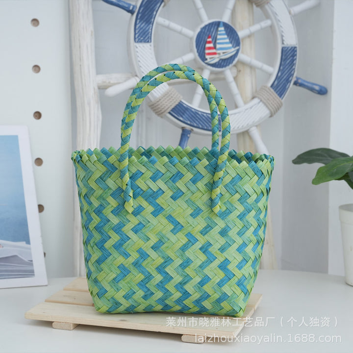 Braided tote bag with wooden handles Kalsten
