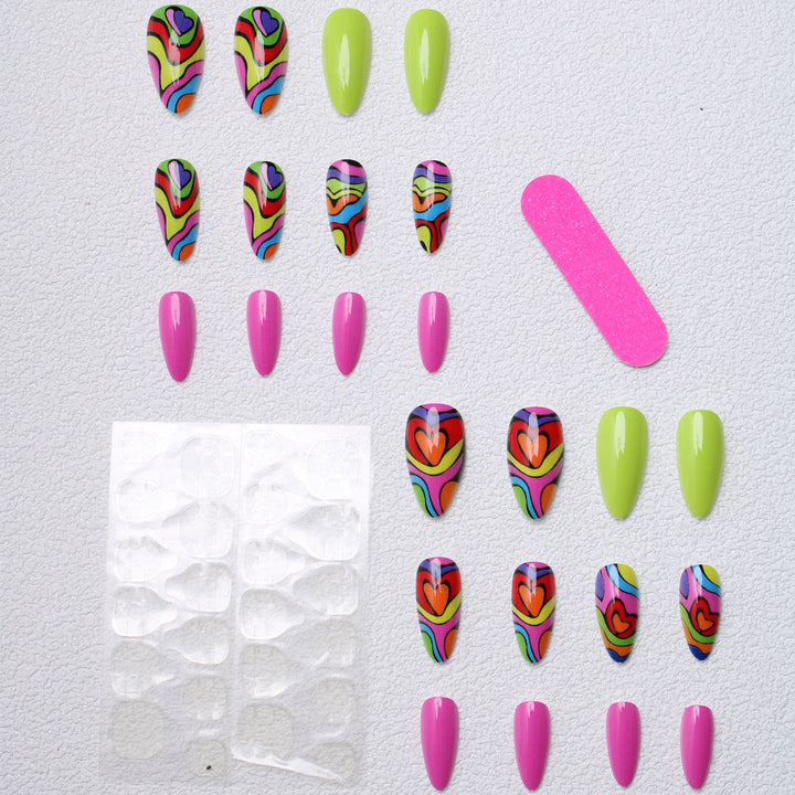 Artistic Heart-Patterned Press-On Nails Kalsten