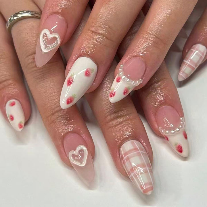 Heart and Floral Theme Press-On Nail Art Set