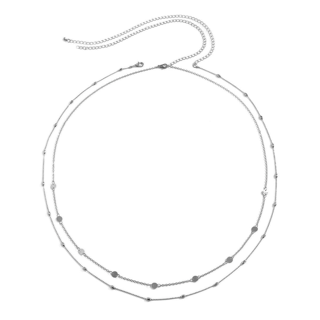 Double Layered Sleek Silver Chain Necklace Kalsten