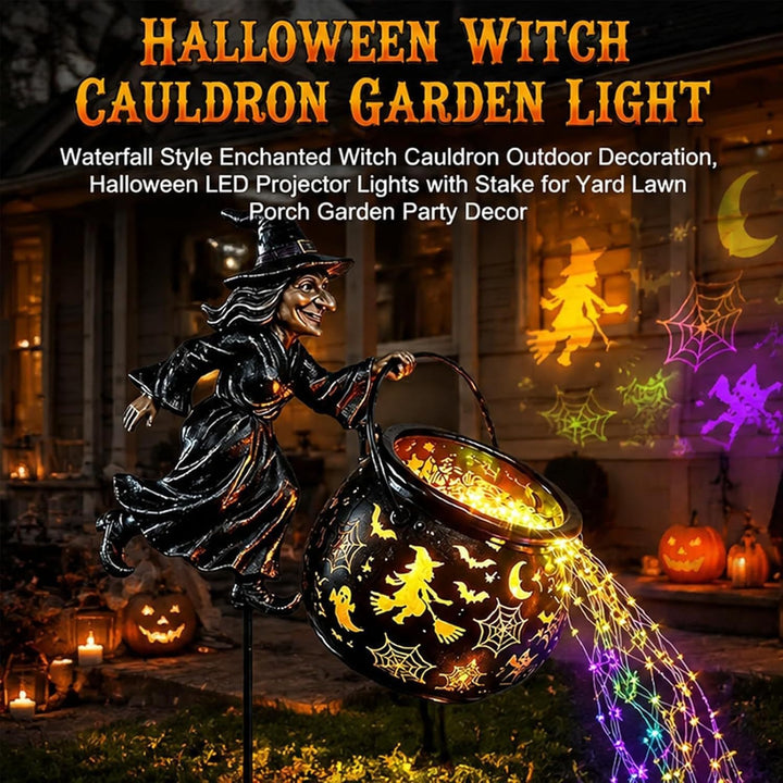 Garden decoration with illuminated witch figure Kalsten