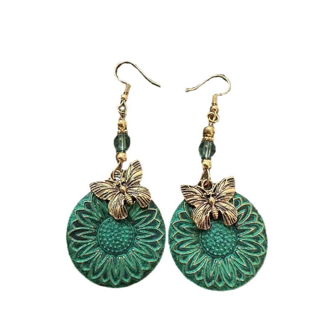 Elegant earrings with floral motif and butterflies Kalsten