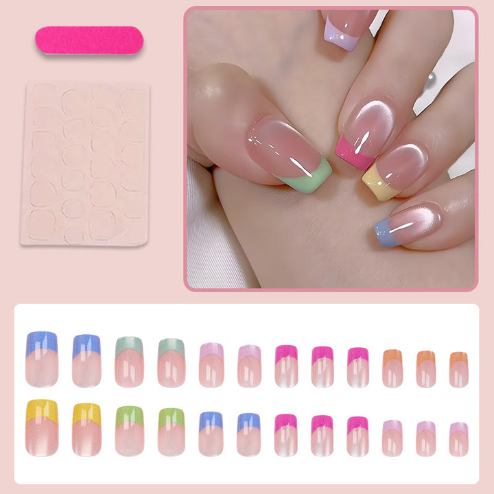 Acrylic nail set with colorful French tips Kalsten
