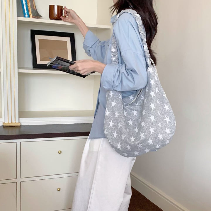 Soft Cotton Star Print Hobo Bag