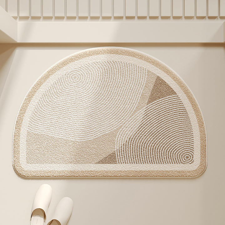 Cloud-Shaped Absorbent Microfiber Bath Mat with Anti-Slip Backing and Textured Concentric Pattern