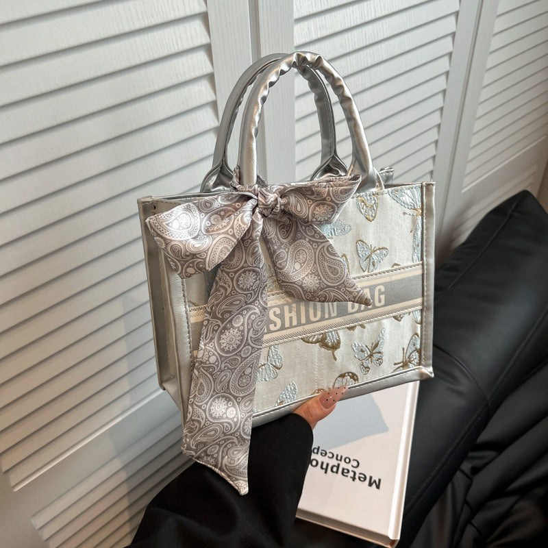 Structured Handbag with Fashion Ribbon
