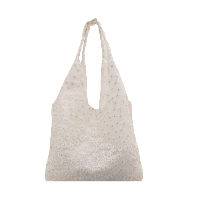 Elegant Floral Embroidered Grocery Tote Bag Kalsten