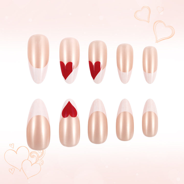 Heart-Embellished Stiletto Press-On Nails Kalsten