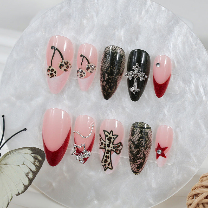Acrylic nail set with glamorous designs and high-quality embellishments Kalsten
