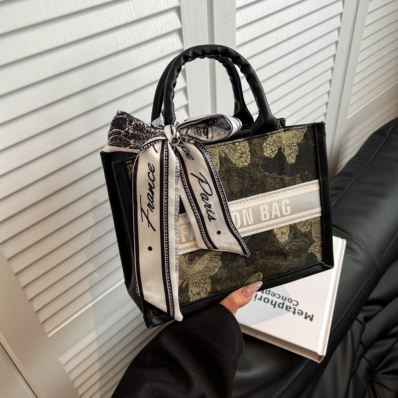 Structured Handbag with Fashion Ribbon
