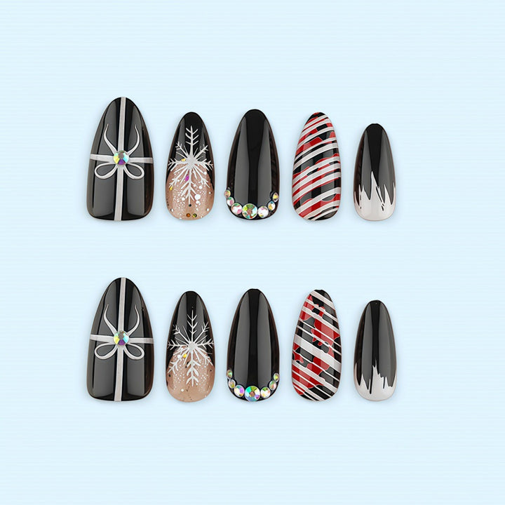 Artificial nail set with festive design and glitter accents Kalsten
