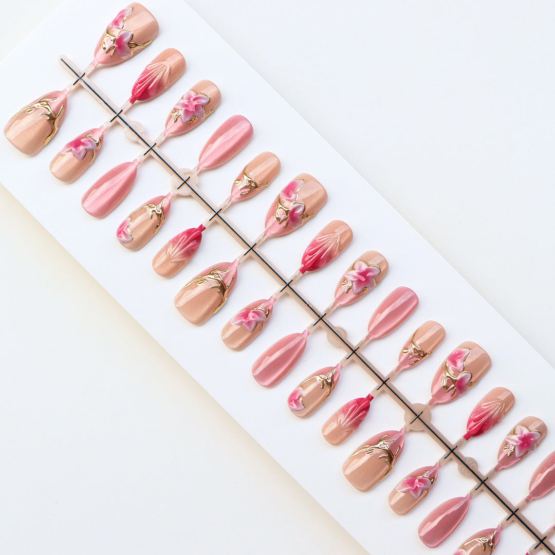 Artistic Floral Press-On Nail Collection