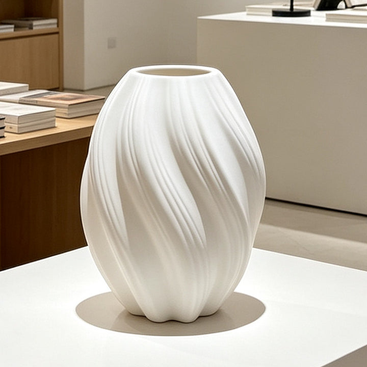 Elegant Vertical Ribbed Decorative Vase Kalsten