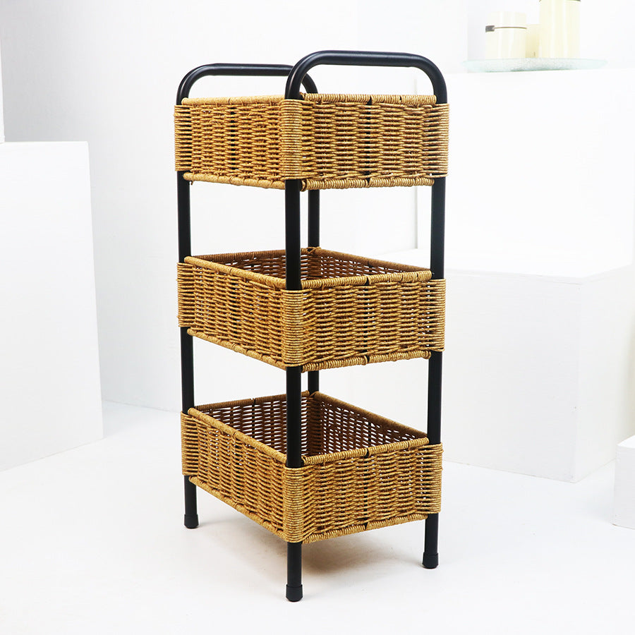 Multi-Tier Woven Storage Organizer with Metal Frame Kalsten