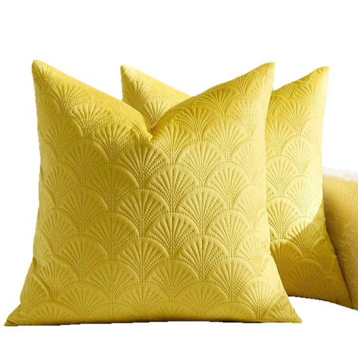 Embroidered Scallop-Pattern Cotton Decorative Throw Pillow Cover