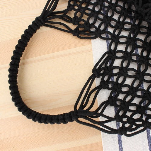 Hand-knotted tote bag with elegant net design Kalsten