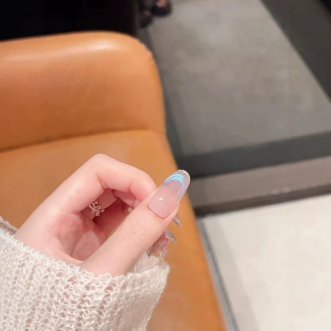 Elegant Ombre Nail Extensions with Crystal Accents