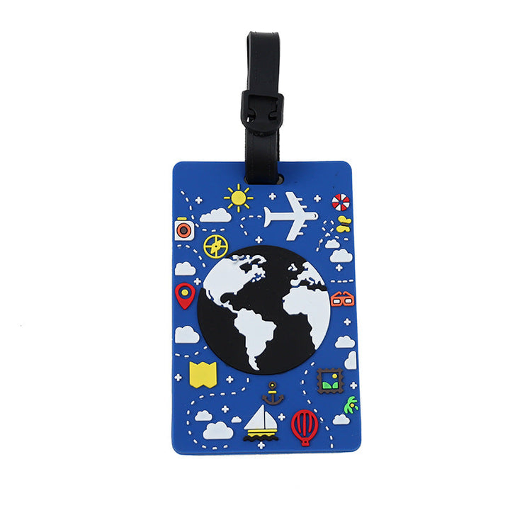 silicone travel luggage tag world map airplane design with adjustable strap Kalsten