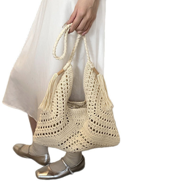 Hand-knotted shoulder bag with tassels and spacious interior Kalsten