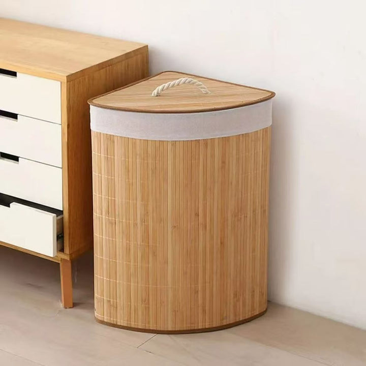 Practical Laundry Basket Made of Bamboo with Lid Kalsten