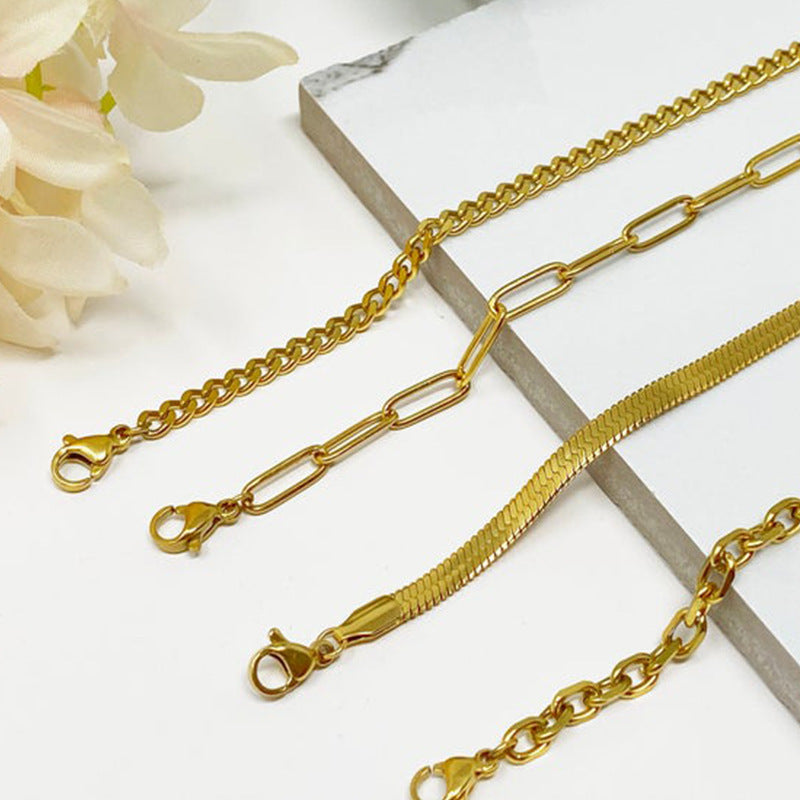 Layered Gold Chain Bracelet Set Kalsten