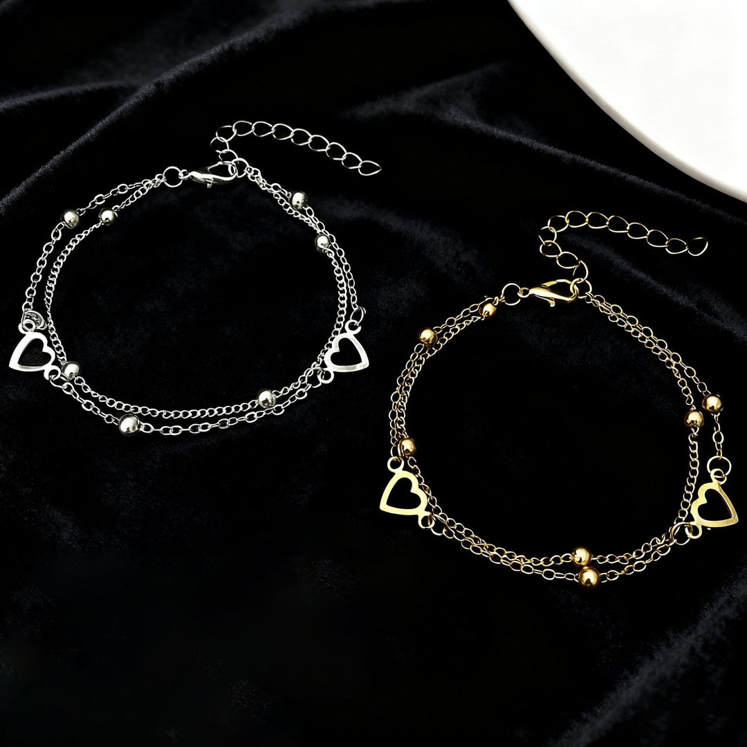 Heart Charm Layered Bracelet Kalsten